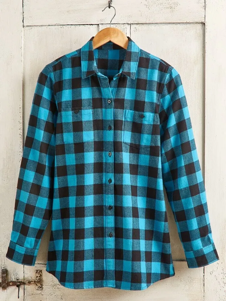 Women's Buffalo Check Flannel Boyfriend Shirt