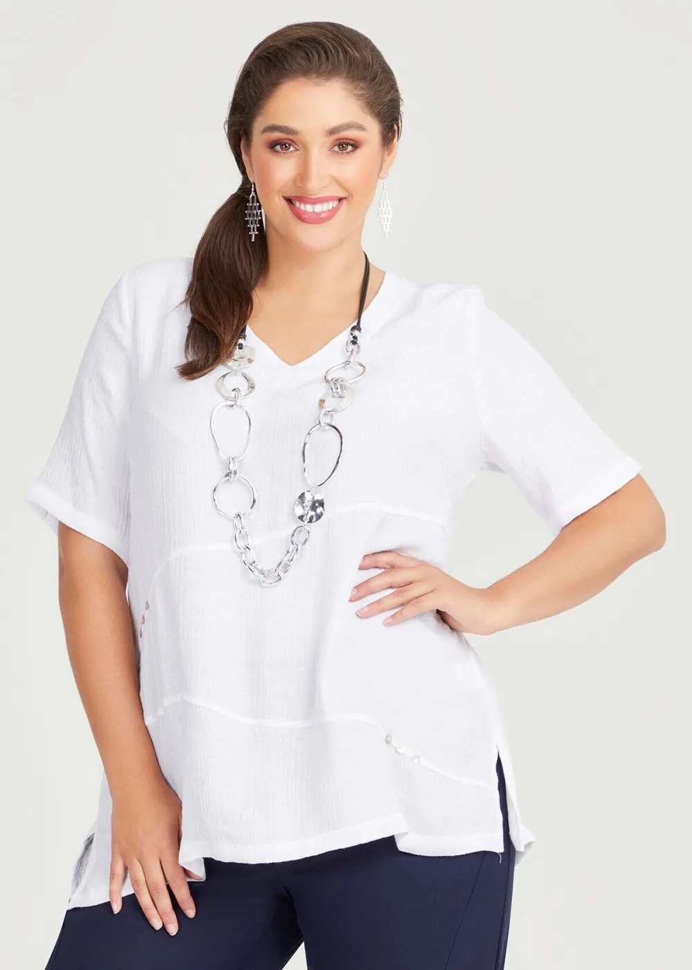 Seam Detail Crinkle Top