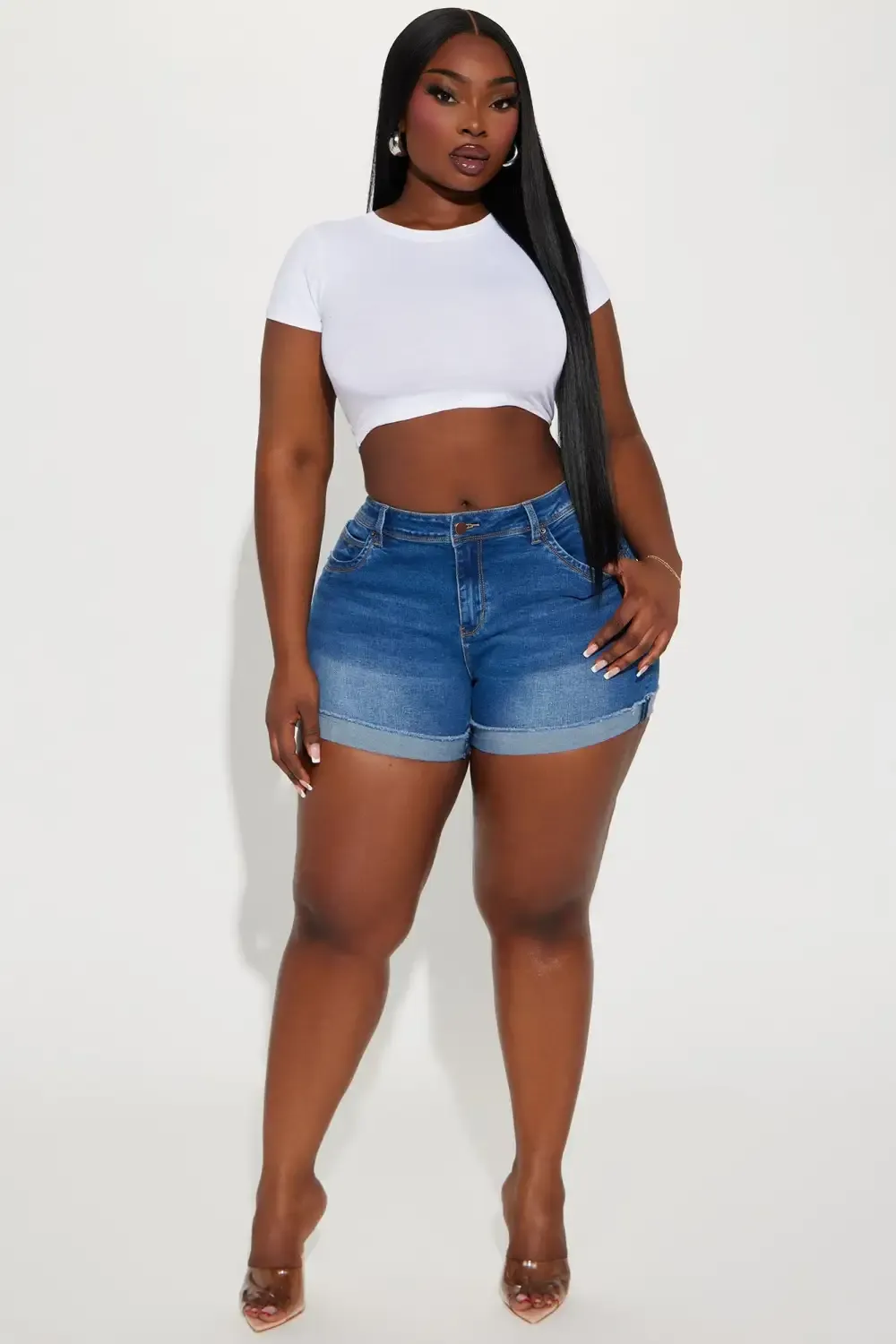 Kiera Booty Lifting Denim Shorts - Medium Blue Wash