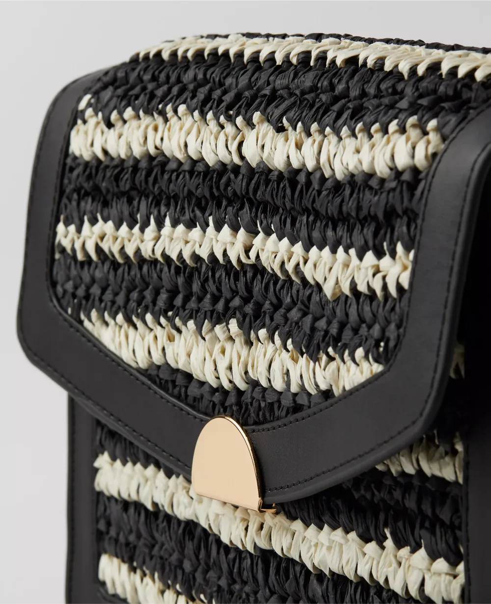 Weekend Collection Striped Raffia Crossbody Bag
