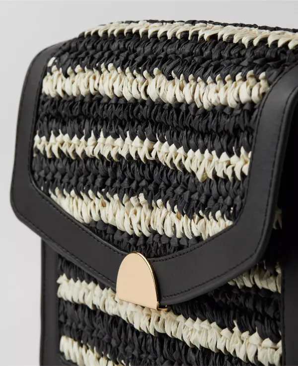 Weekend Collection Striped Raffia Crossbody Bag