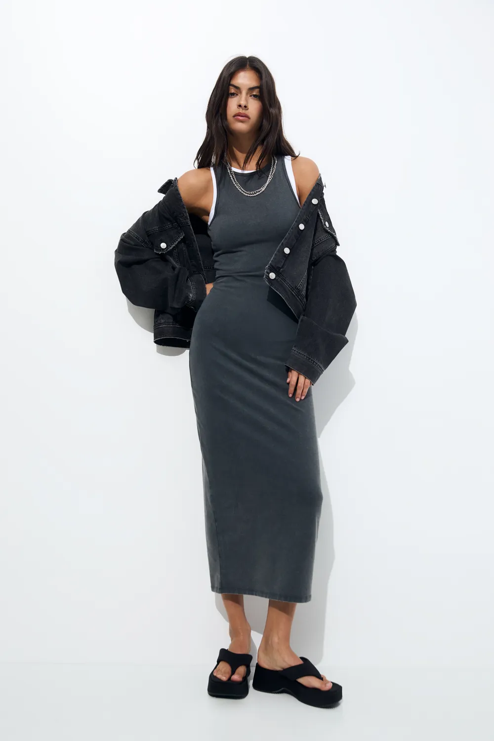 Vestido midi manga sisa halter