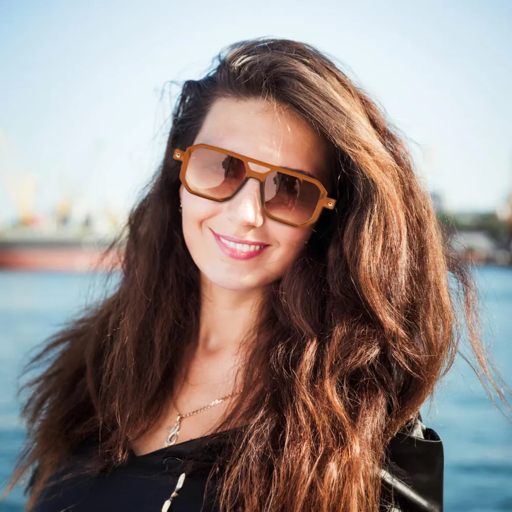 FEISEDY Vintage Square 70s Flat Aviator Sunglasses Women Men Classic Retro Stylish Frame UV400 Sunglasses B2622