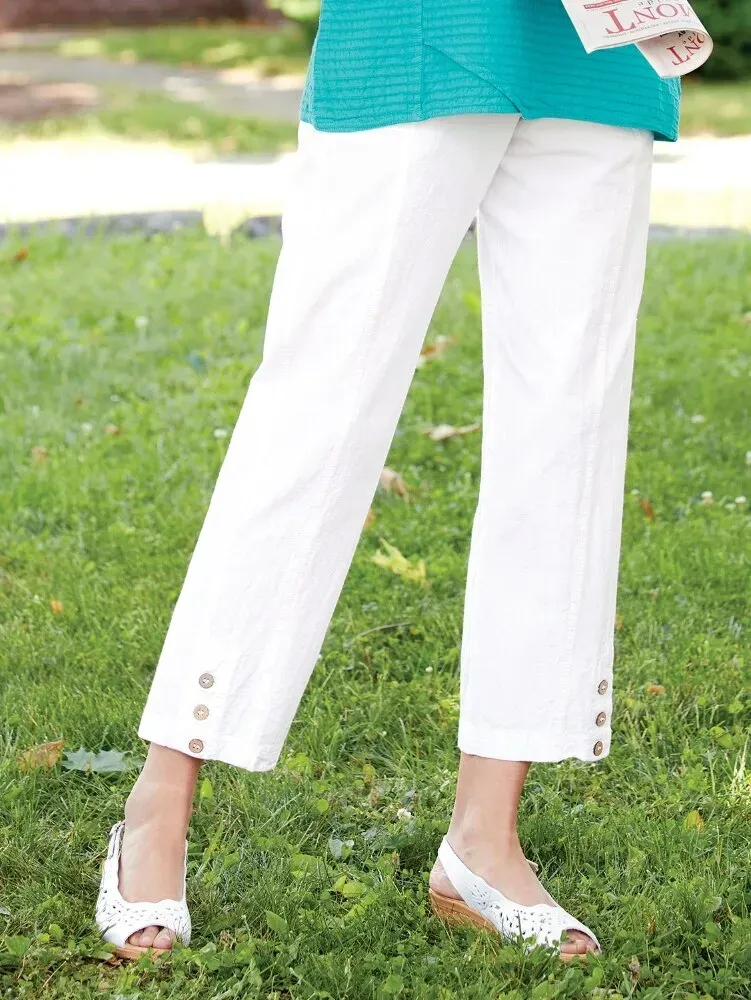 Women's Crinkle Cotton Ankle-Length Pants