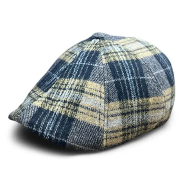 The Bruin Peaky Boston Scally Cap - Gold and Black Plaid