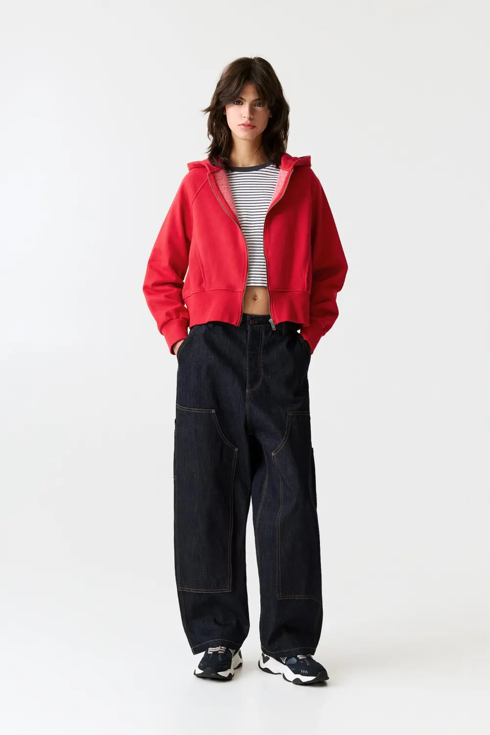 Sudadera cremallera capucha rib