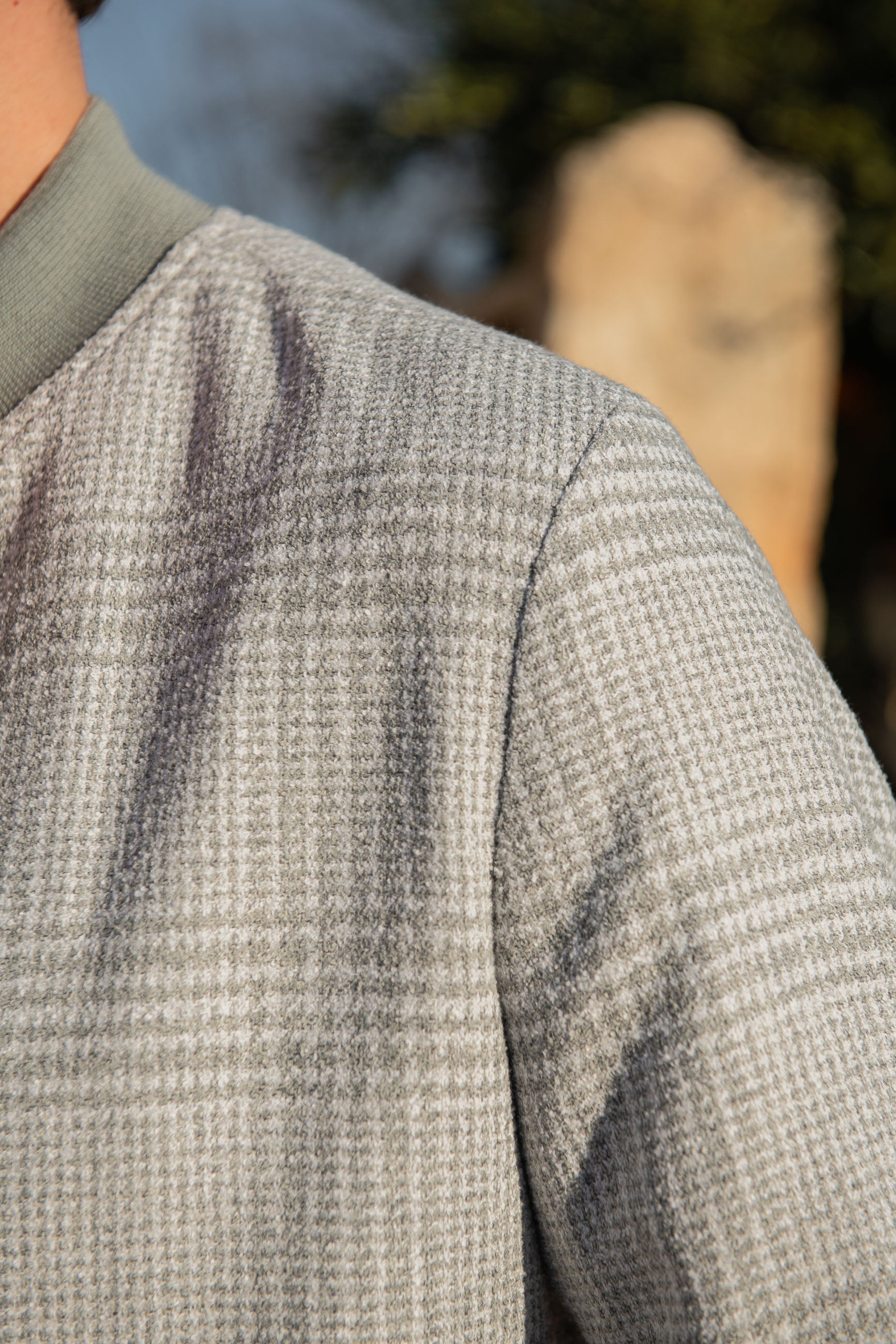 Light Grey Prince Of Wales Bomber Jacket