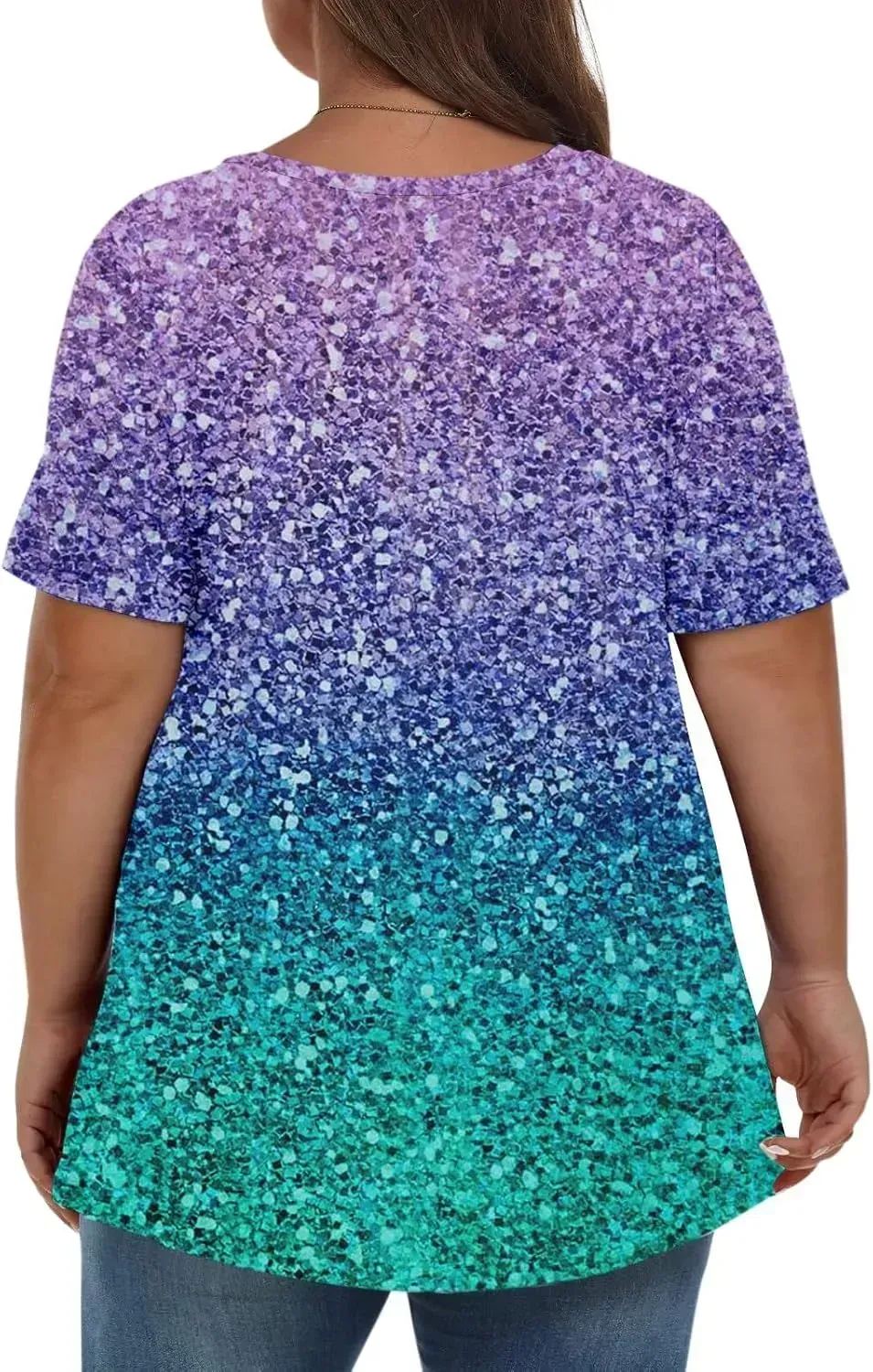 Plus Size Tops for Women Dressy Short Sleeve V Neck Shirts for Women Summer Tops for Women 2024 Floral Print Top