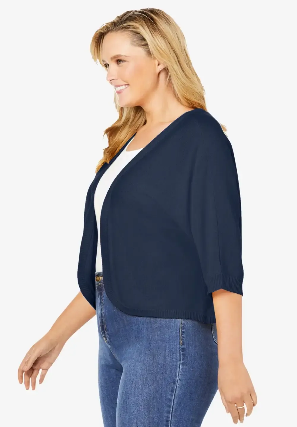 Rib Trim Cardigan Shrug