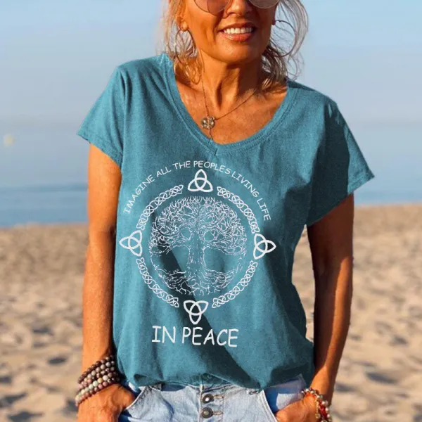 Imagine All The Peoples Livinglife In Peace Crew Neck Tees