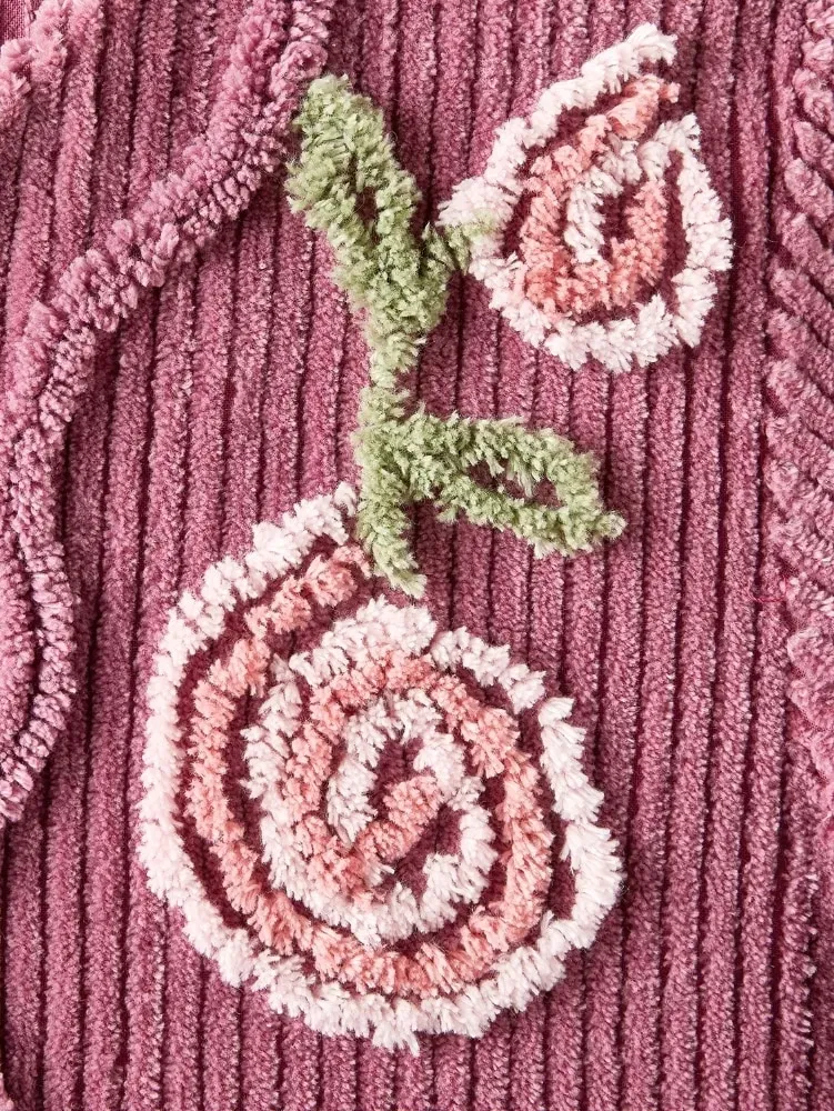 Chenille Blossom Button-Front Bed Jacket