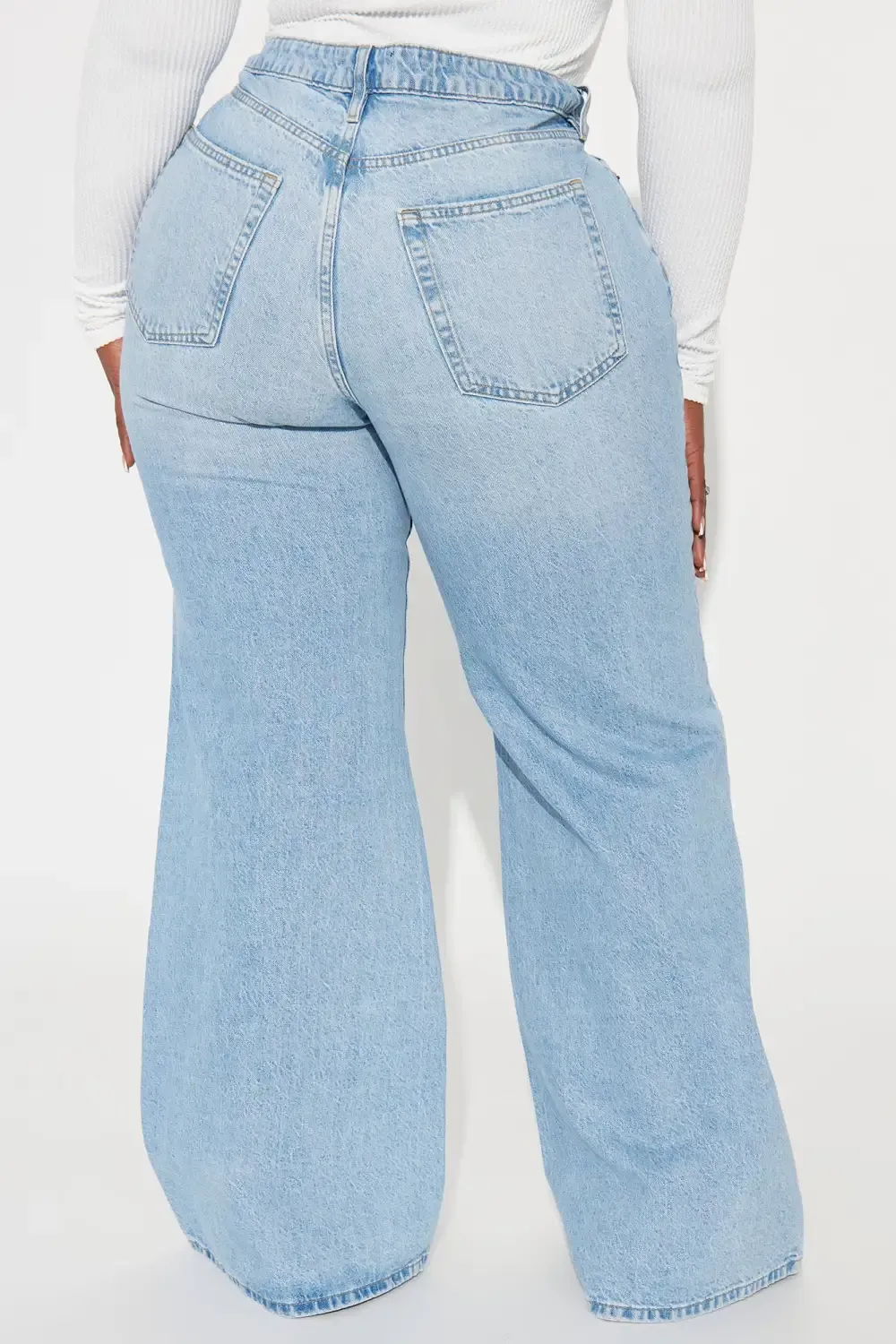 Meant To Be Non Stretch Wide Leg Jeans - Light Blue Wash