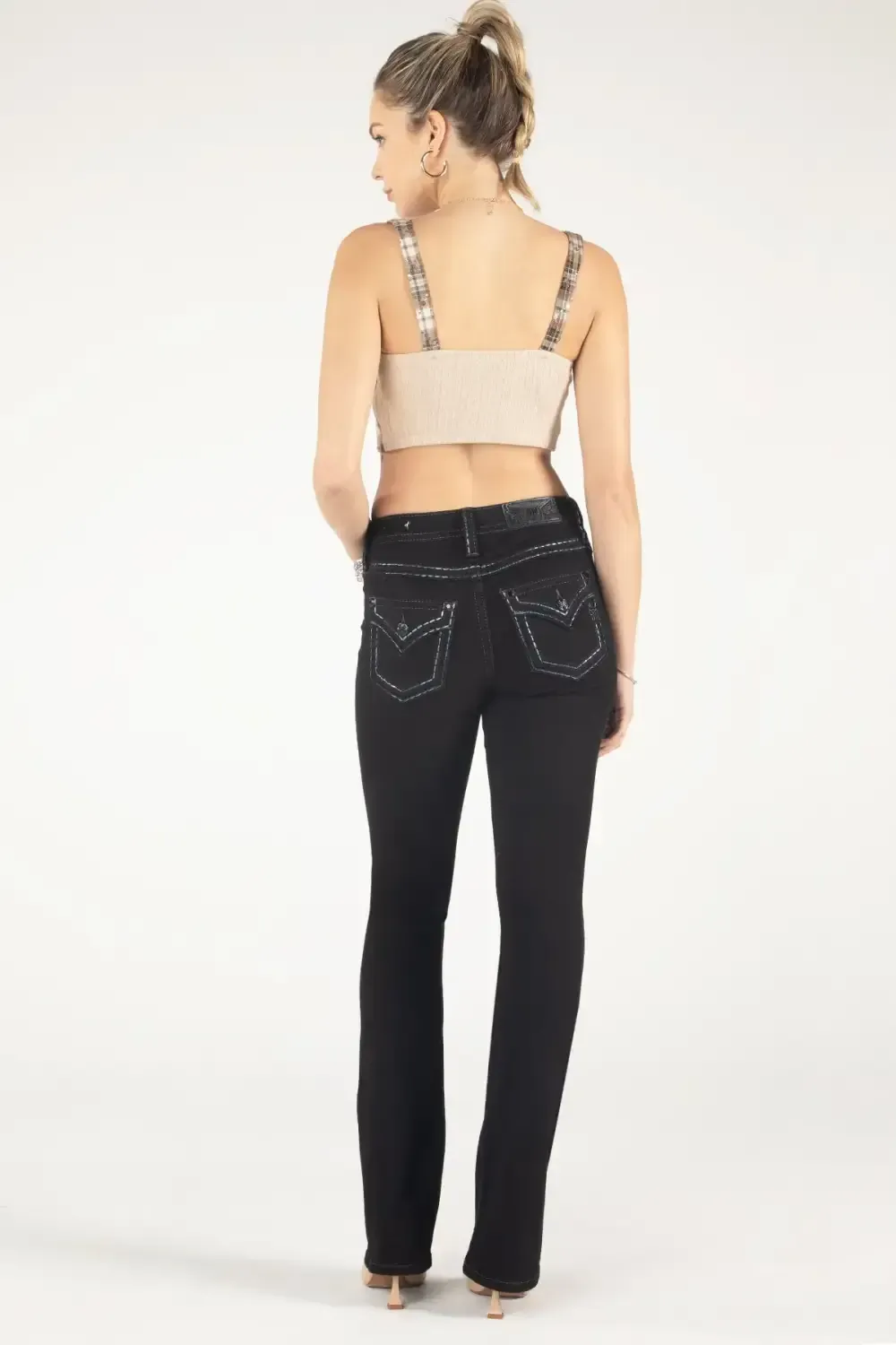 Plaid Sequin Crop Top