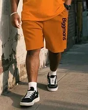 Big & Tall Men's Gradient Alphabet Print Vest and Shorts Suit
