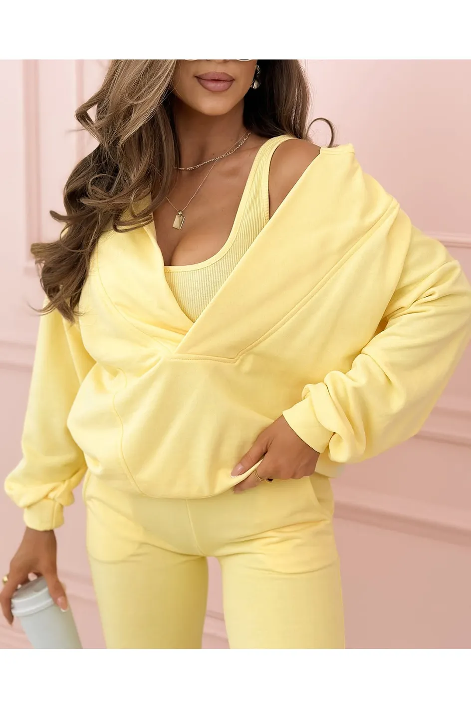 Women'S Solid Color Tube Top And Zipper Jacket And Pants Three-Piece Set