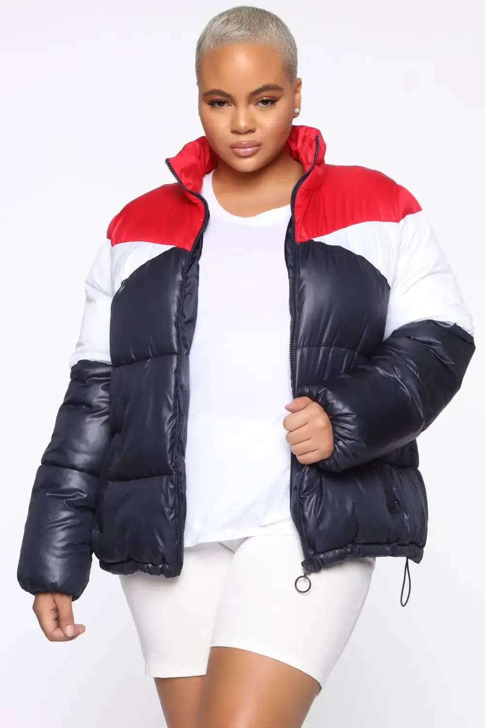Rain Won't Stop Me Puffer Jacket - Navy/combo