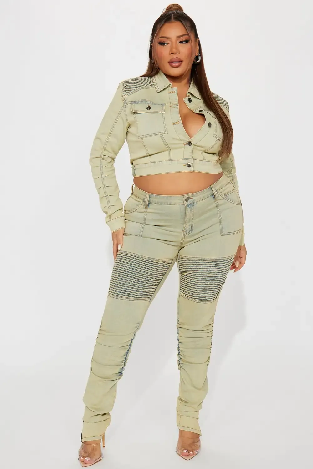 Frontrunner Tinted Denim Moto Jacket - Light Wash