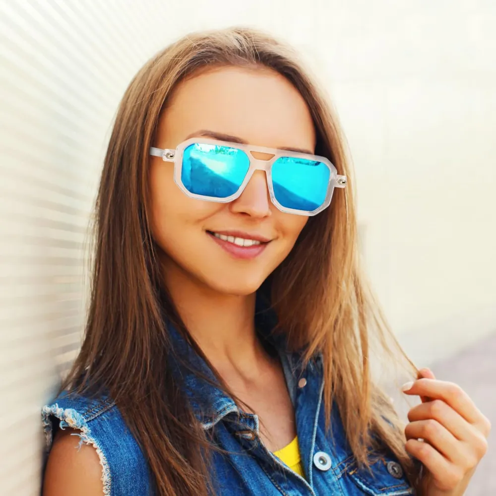 FEISEDY Vintage Square 70s Flat Aviator Sunglasses Women Men Classic Retro Stylish Frame UV400 Sunglasses B2622