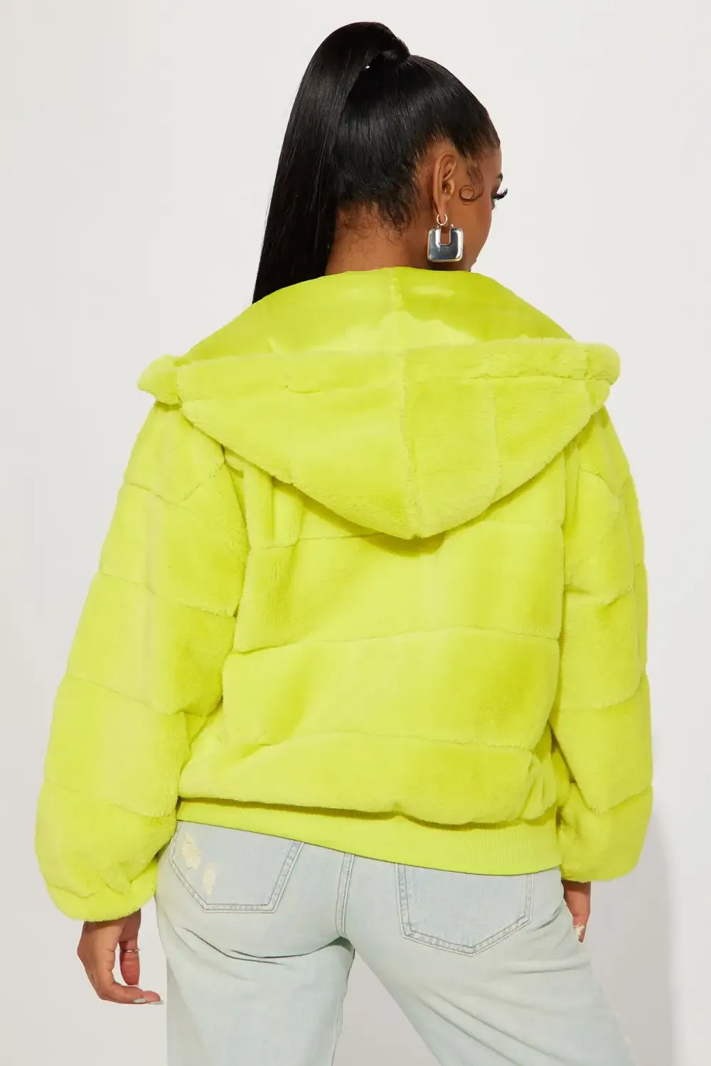 So Delighted Faux Fur Puffer Jacket - Green