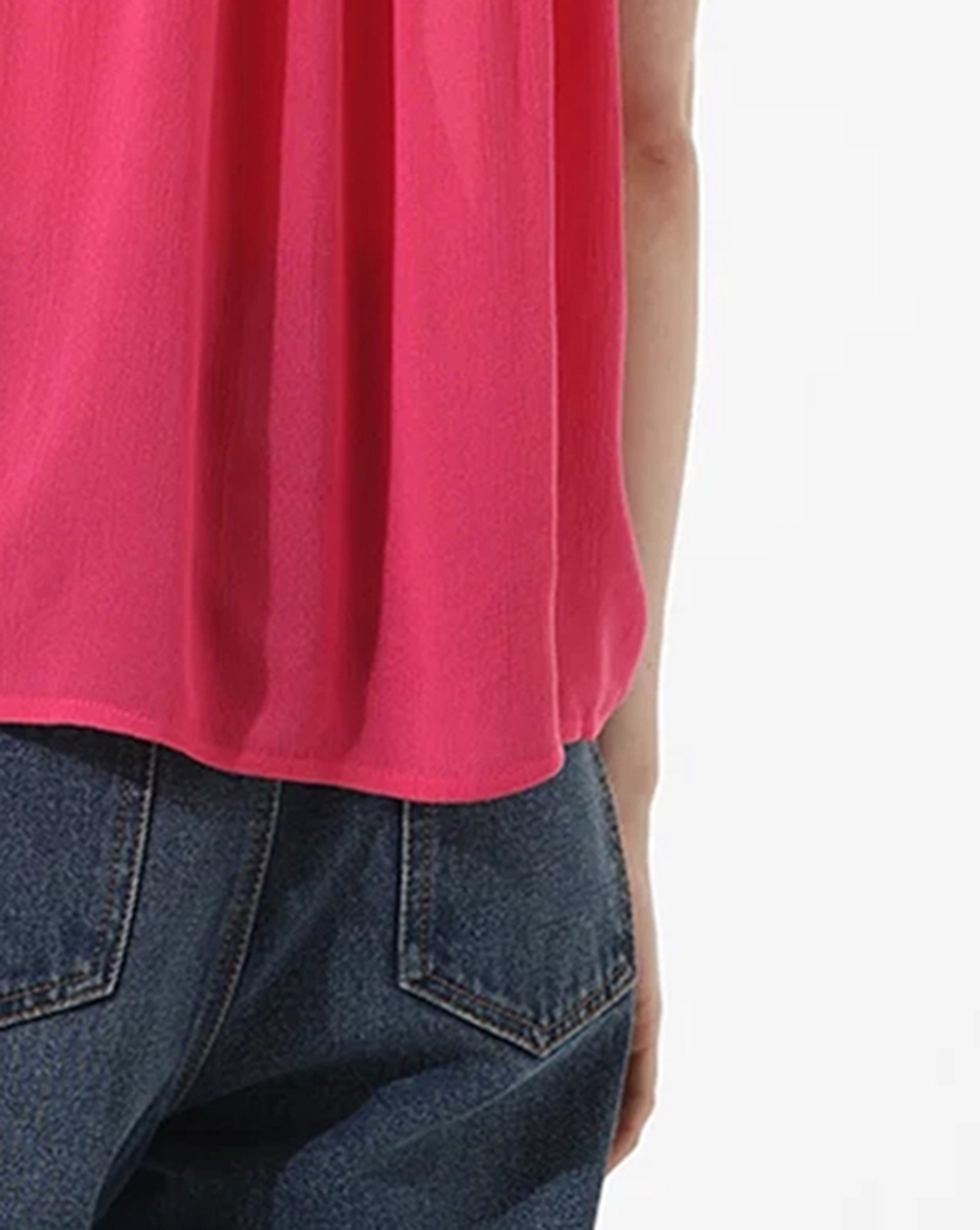 Pink Floral Embroidered Polo Style Blouse