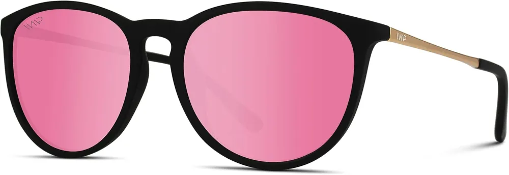 WearMe Pro Women's Round Sunglasses with Polarized UV Protection, Trendy Retro Designer Style