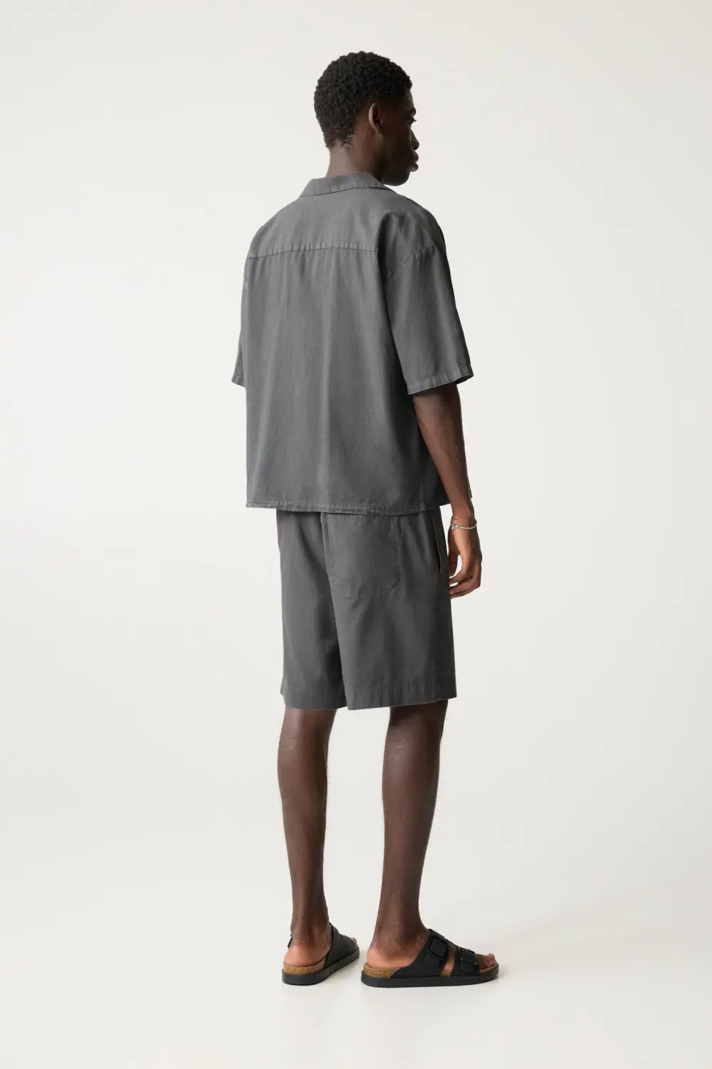 Linen blend jogger Bermuda shorts