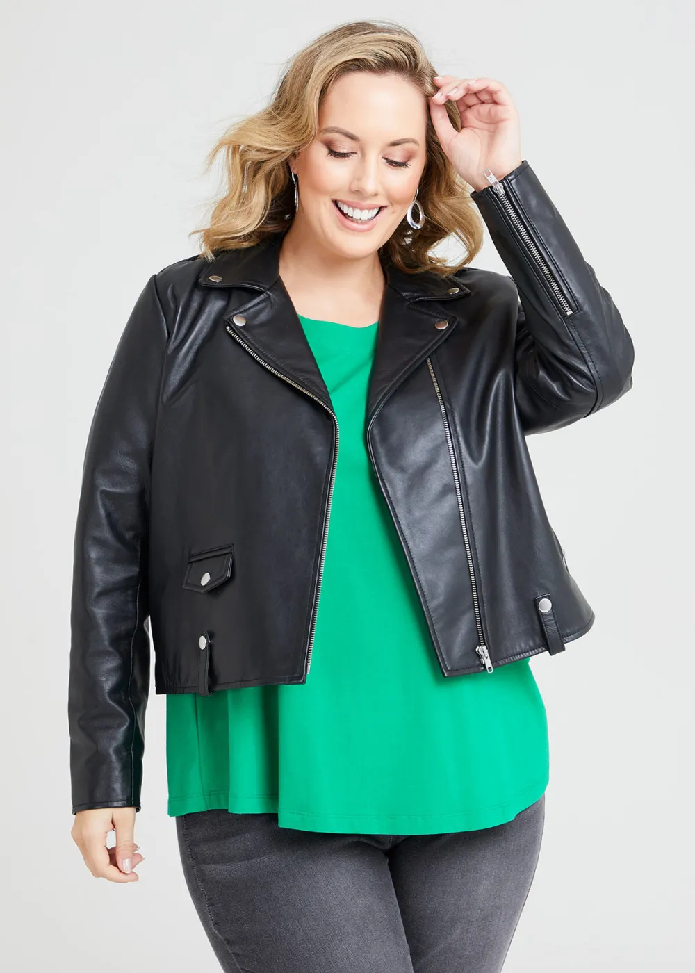 Leather Biker Zip Jacket
