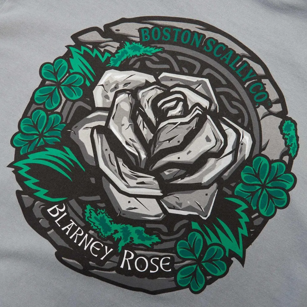 Boston Scally The Blarney Rose Long Sleeve Tee T-shirt - Granite