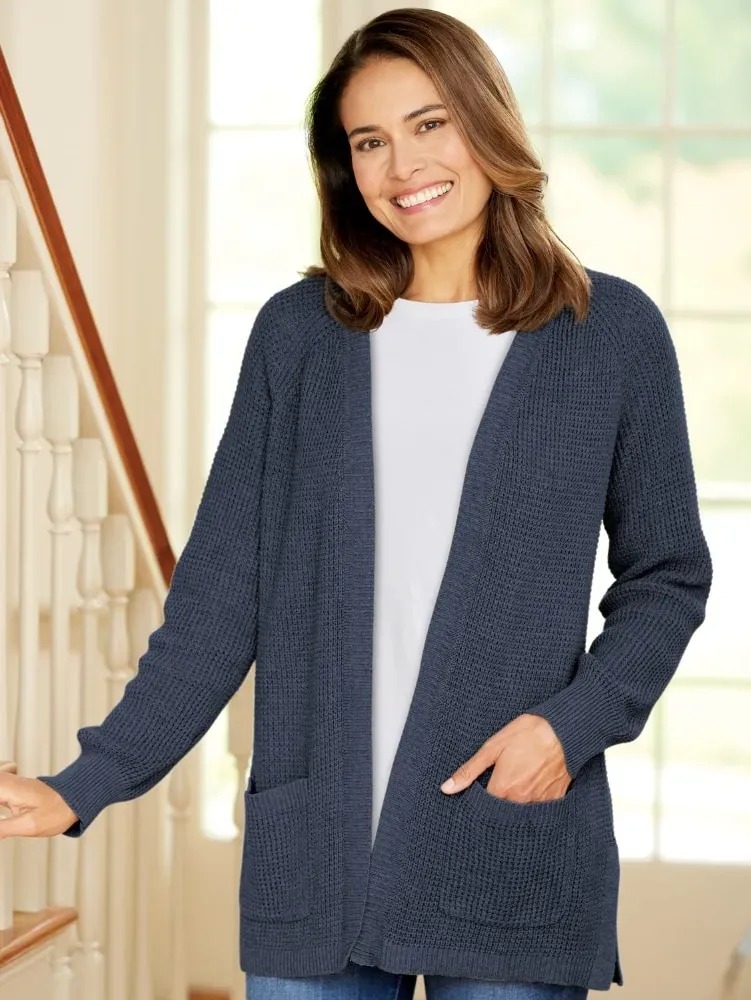 Women's Open-Front Shaker Cardigan Sweater