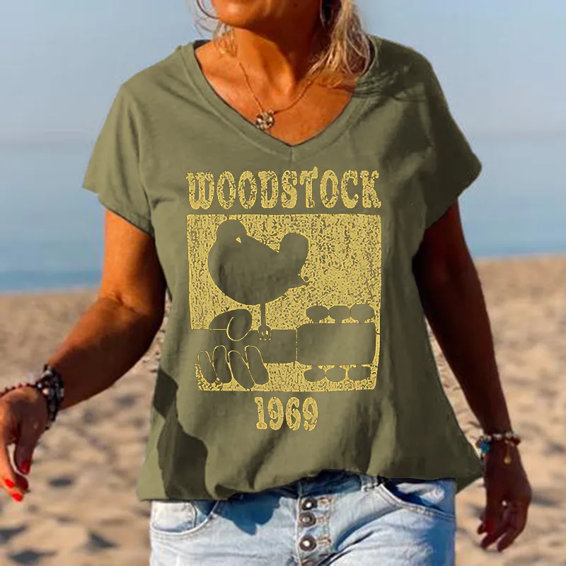 Bird And Guitar Music Woodstock Women Tees