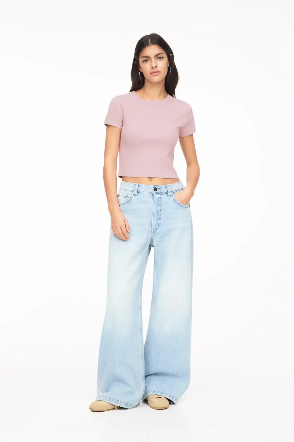 Camiseta cropped canalé