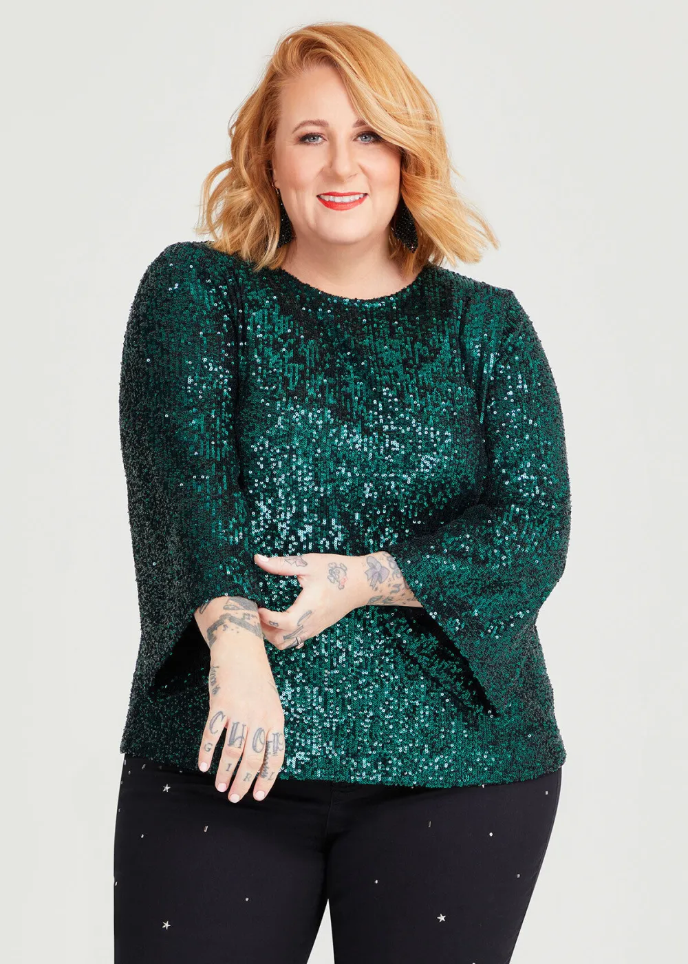 Sequin Bell Sleeve Top