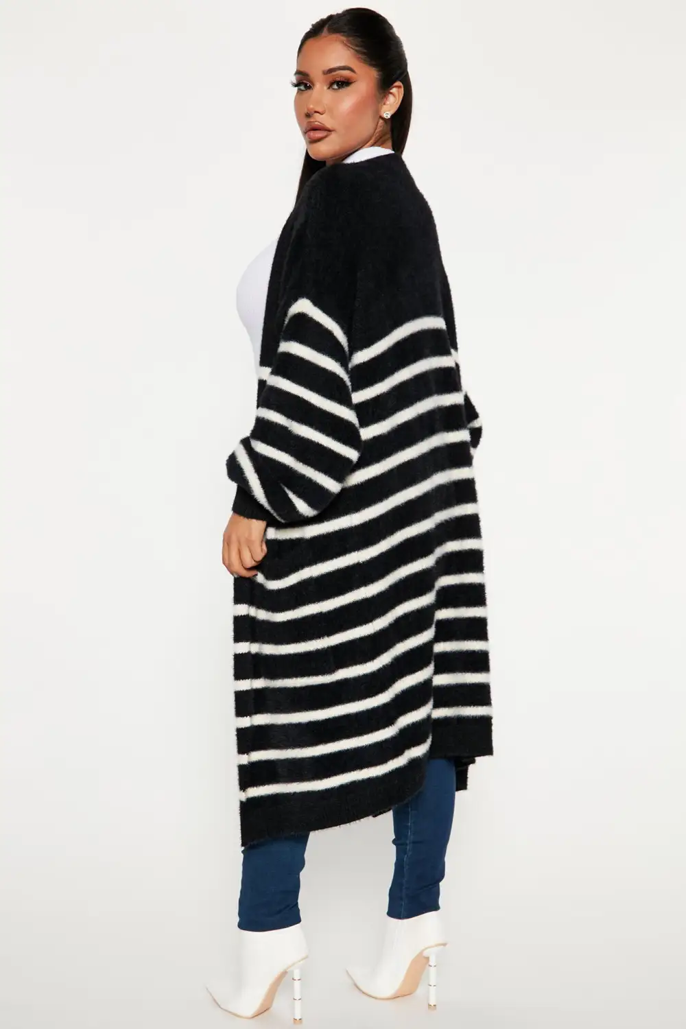 Feelin' Fine Striped Cardigan - Black/combo