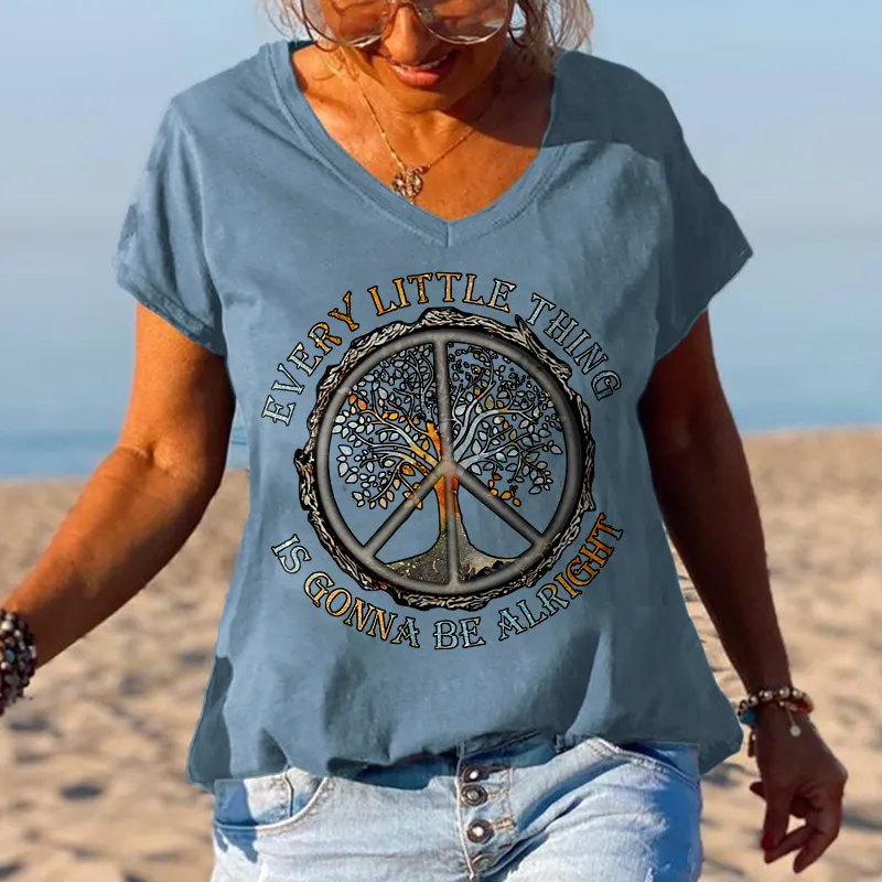 Every Little Thing Is Gonna Be Alright Women Hippie Tees