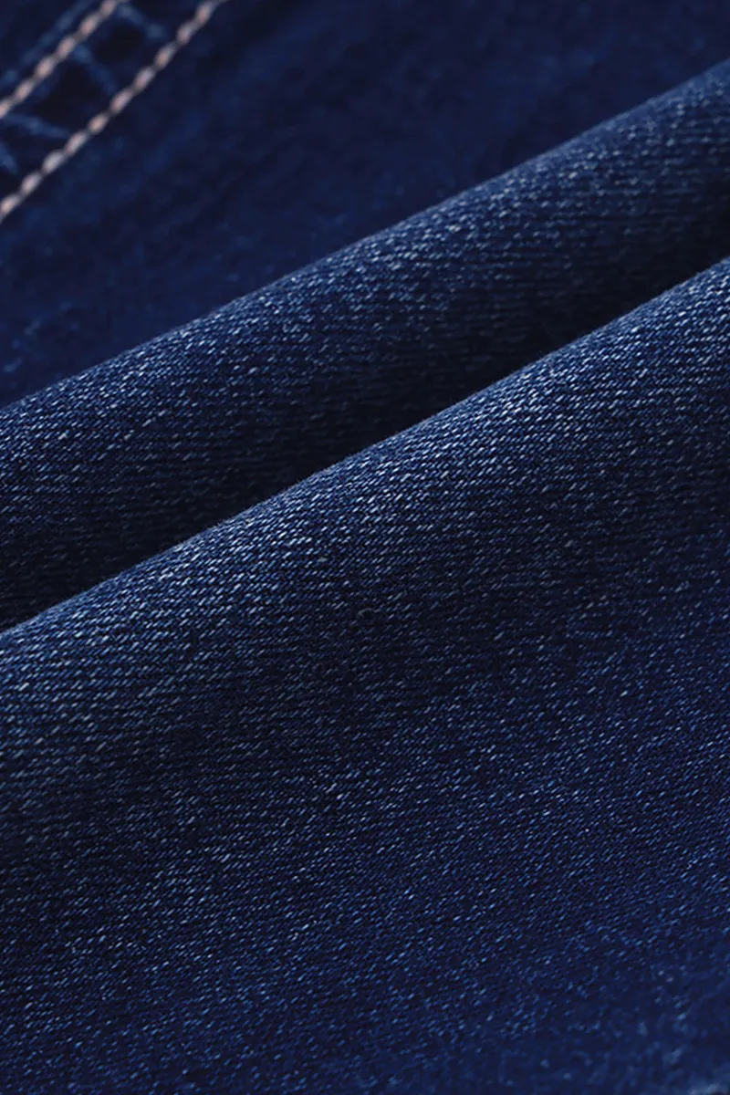 Double Button Flap Pocket Rolled Hem Low Rise Capri Jeans