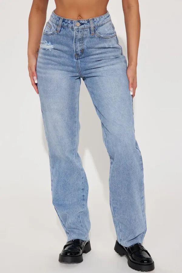 Make You Mine Non Stretch Straight Leg Jean - Light Wash