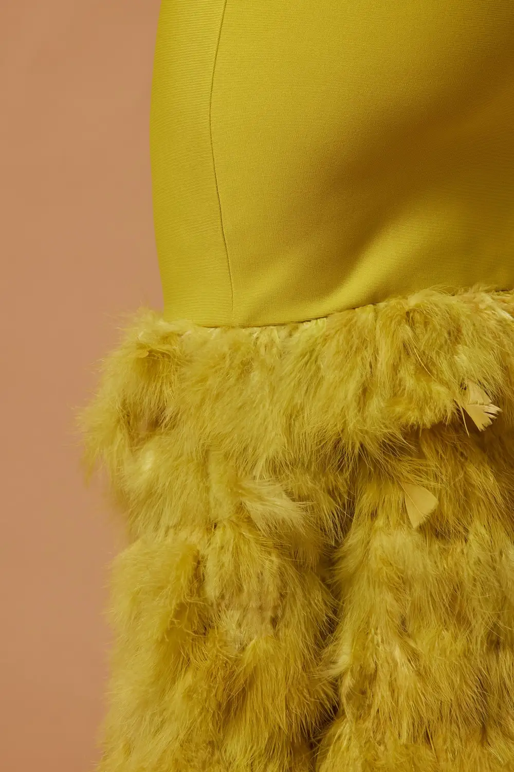 Bailey Feather Bandage Gown - Chartreuse
