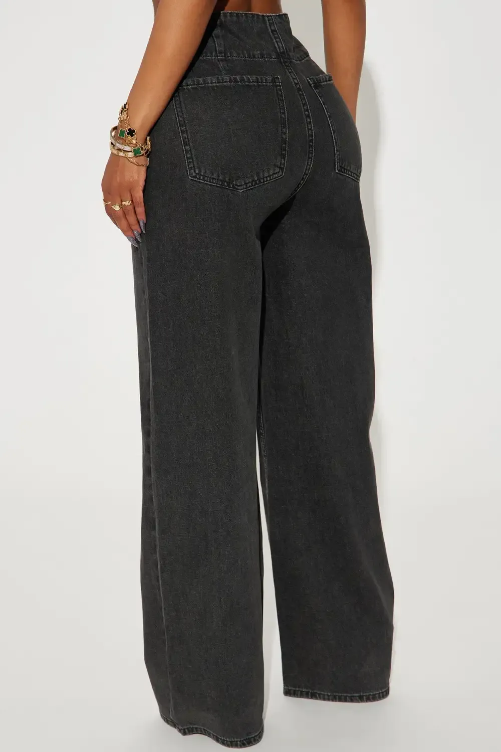 Daring Drop Waist Baggy Jeans - Black Wash