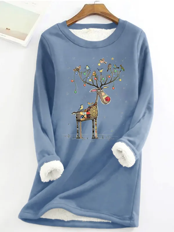 Christmas Element Elk Printed Women's Thermal