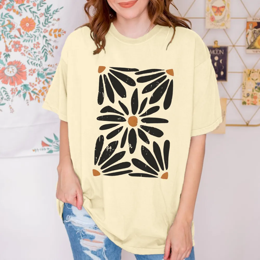 Round Neck Bohemian Print Women's Short Sleeve T-Shirt