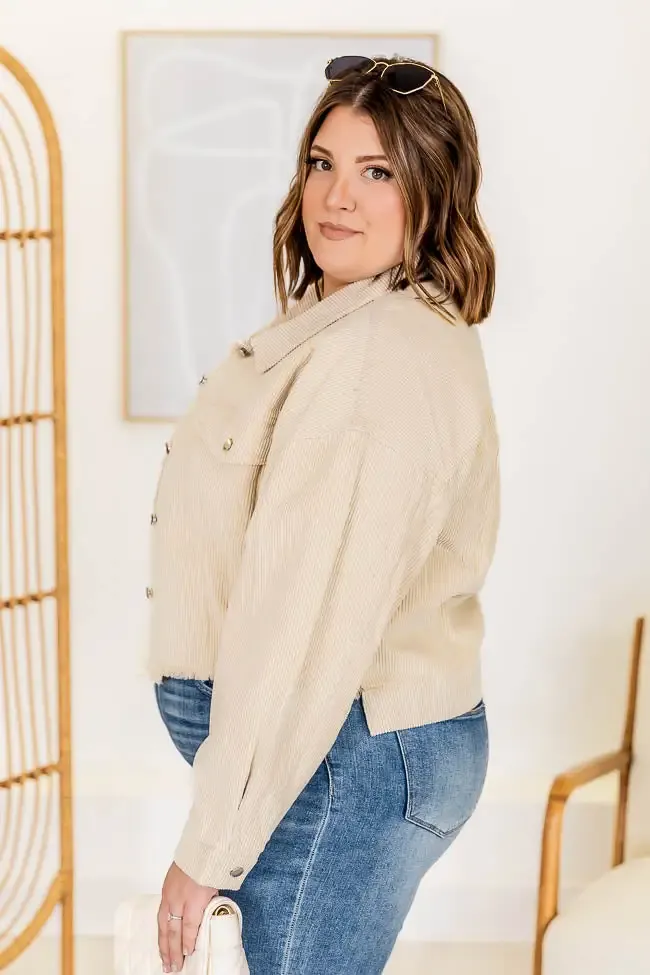 Need A Reason Stone Corded Raw Hem Jacket