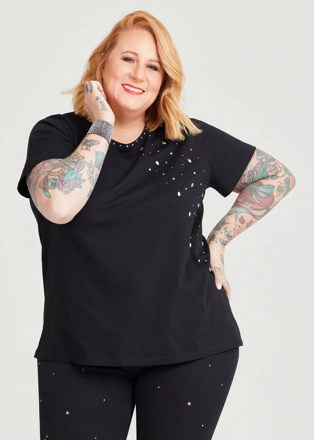 Cotton Embellished Hi-lo Top