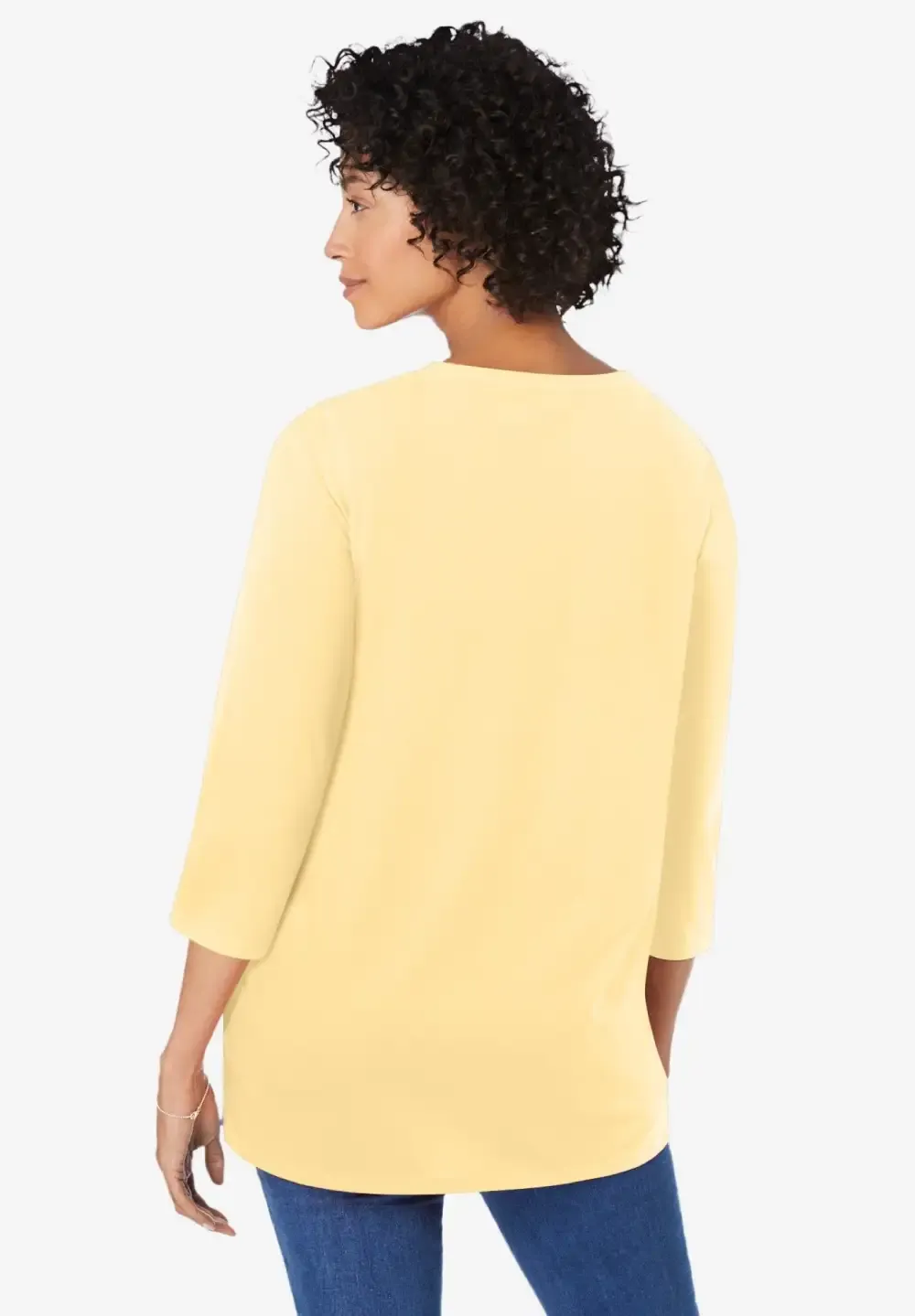 Perfect Three-Quarter Sleeve V-Neck Tunic