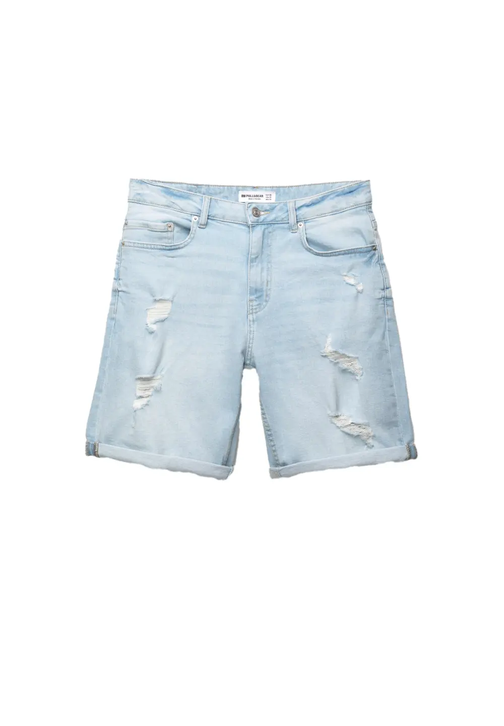 Ripped denim Bermuda shorts