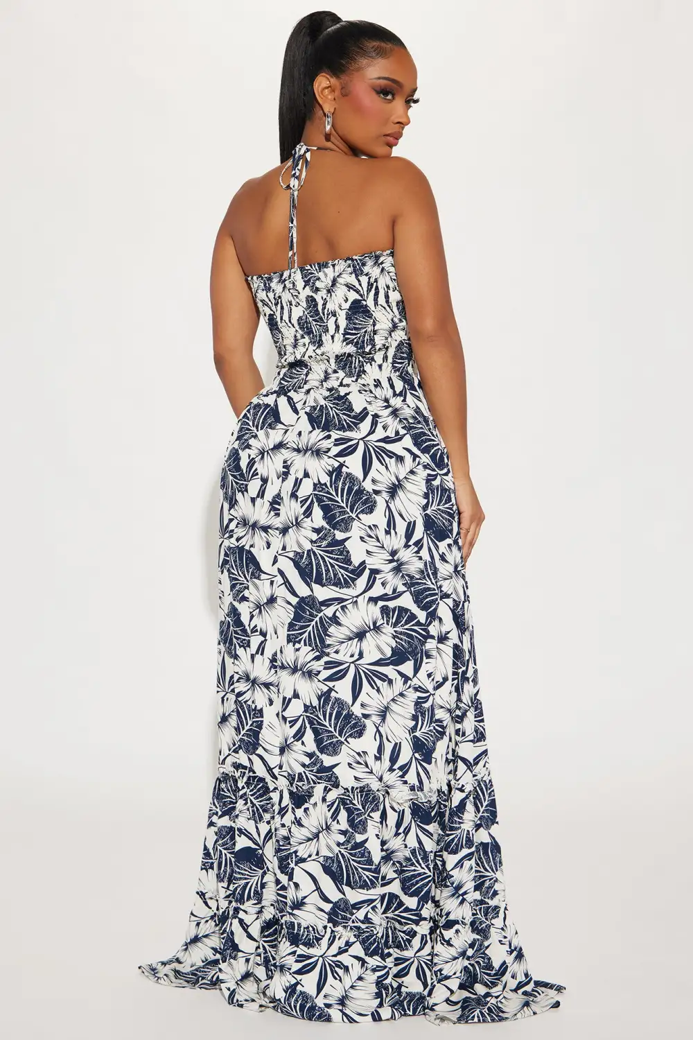 Bianca Tropical Maxi Dress - Navy/combo