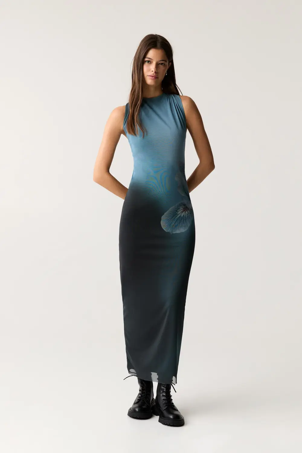Vestido midi tul flor