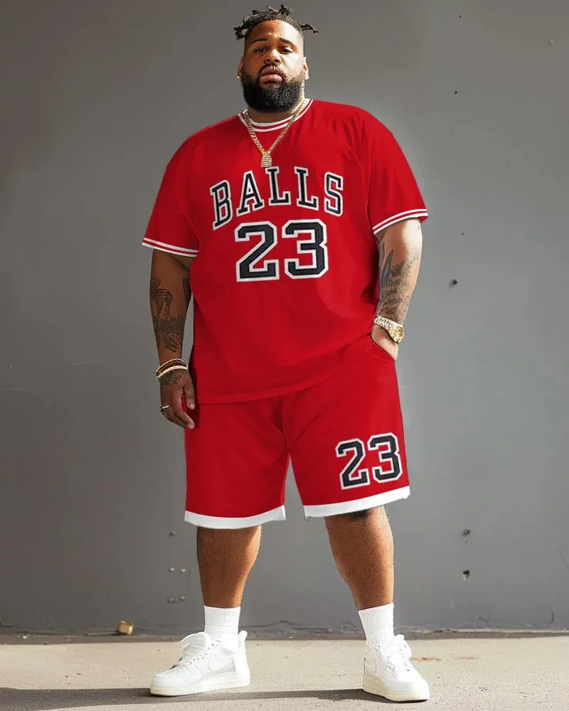 Men'S Big & Tall Basketball Print No. 23 T-Shirt Shorts Set