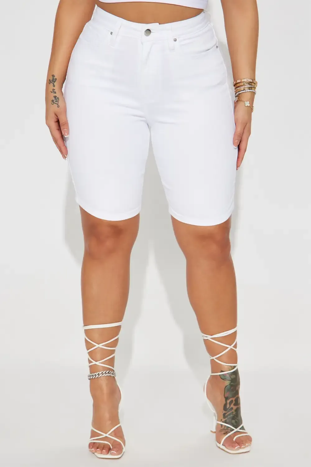 On The Guest List Deluxe Stretch Bermuda Shorts - White