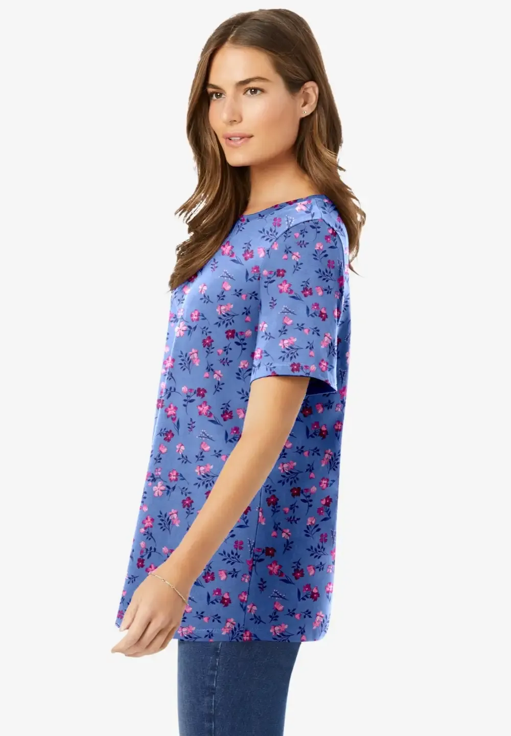 Perfect Printed Short-Sleeve Crewneck Tee