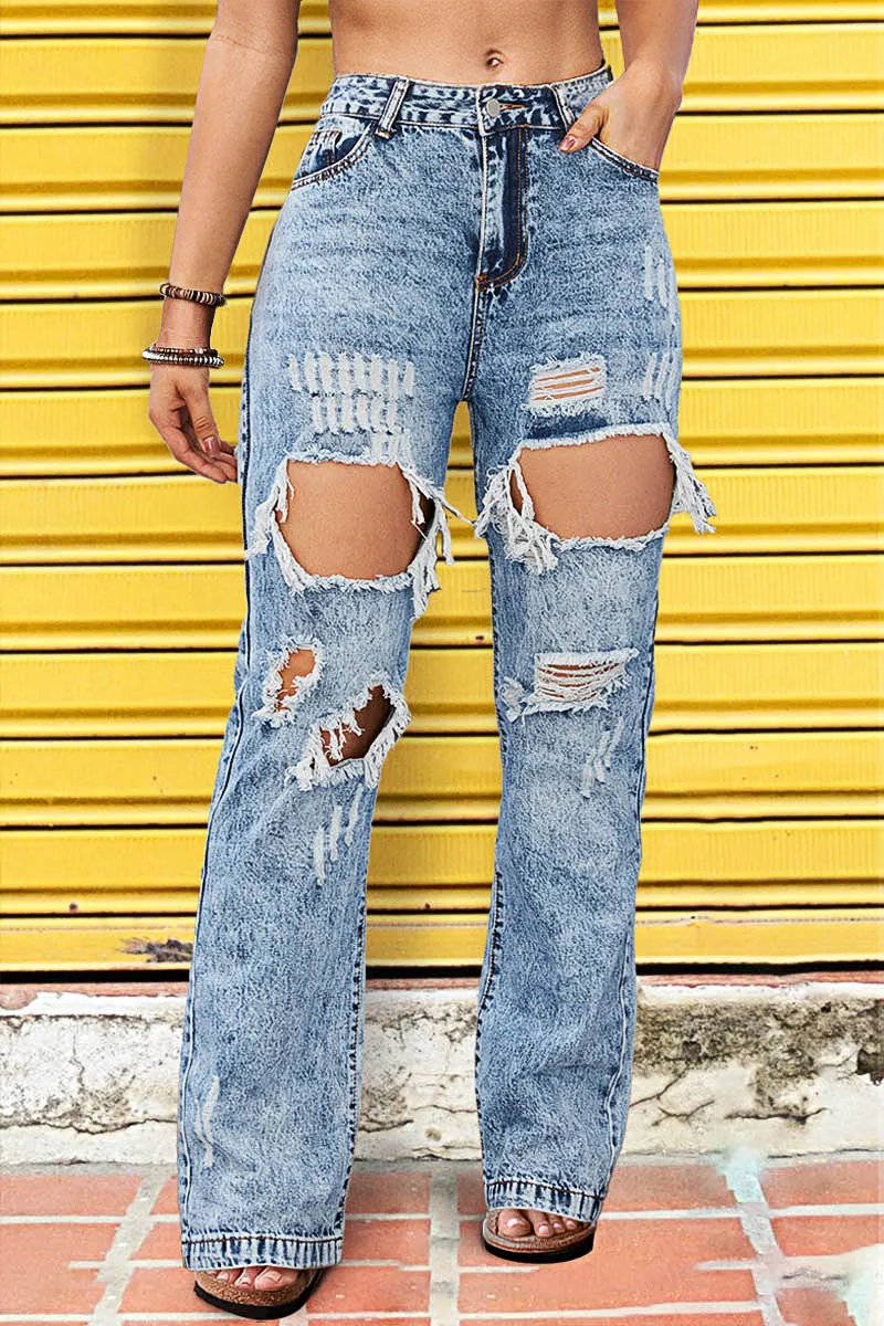 90s Vintage Cut Out High Waist Straight Leg Baggy Jeans